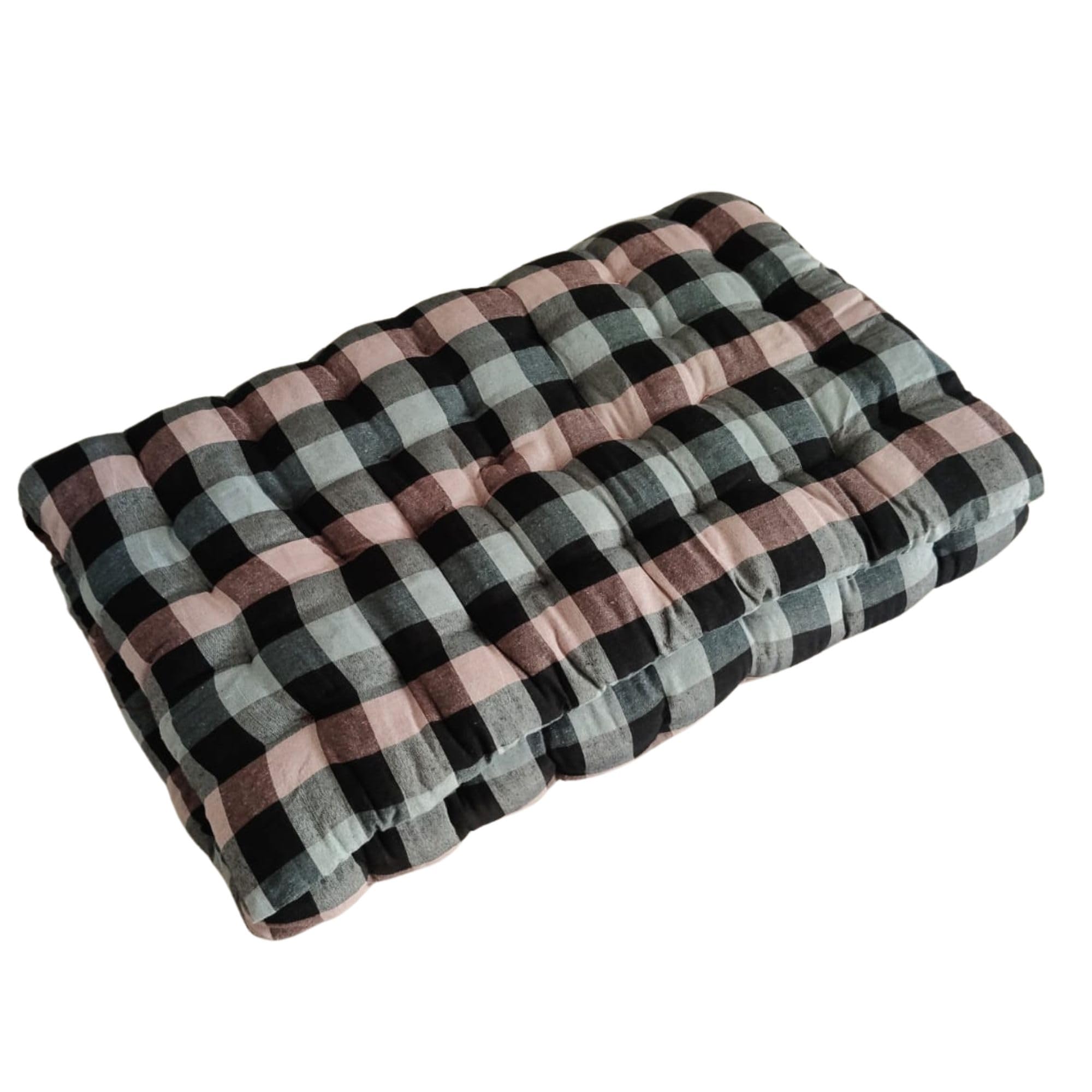 Cotton 36 x 72 Inches Floor Mattress Single Sleeping Mattress for Home Hostel Guest Bed & Floor Bedding (3 Kg-Blue) (Balck-Peach)-image-39