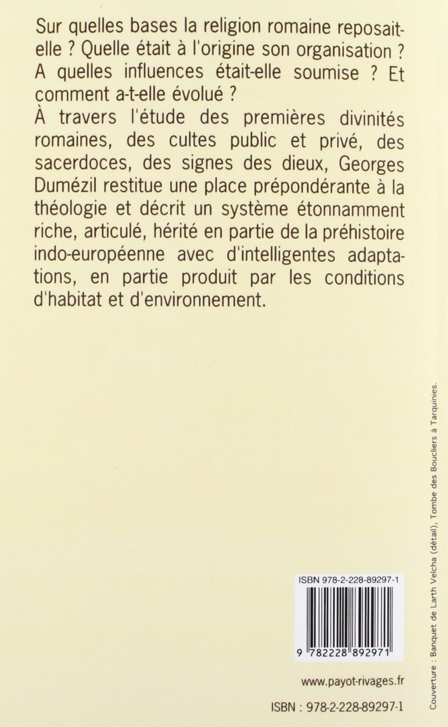 LA RELIGION ROMAINE ARCHAIQUE.: 2ème édition