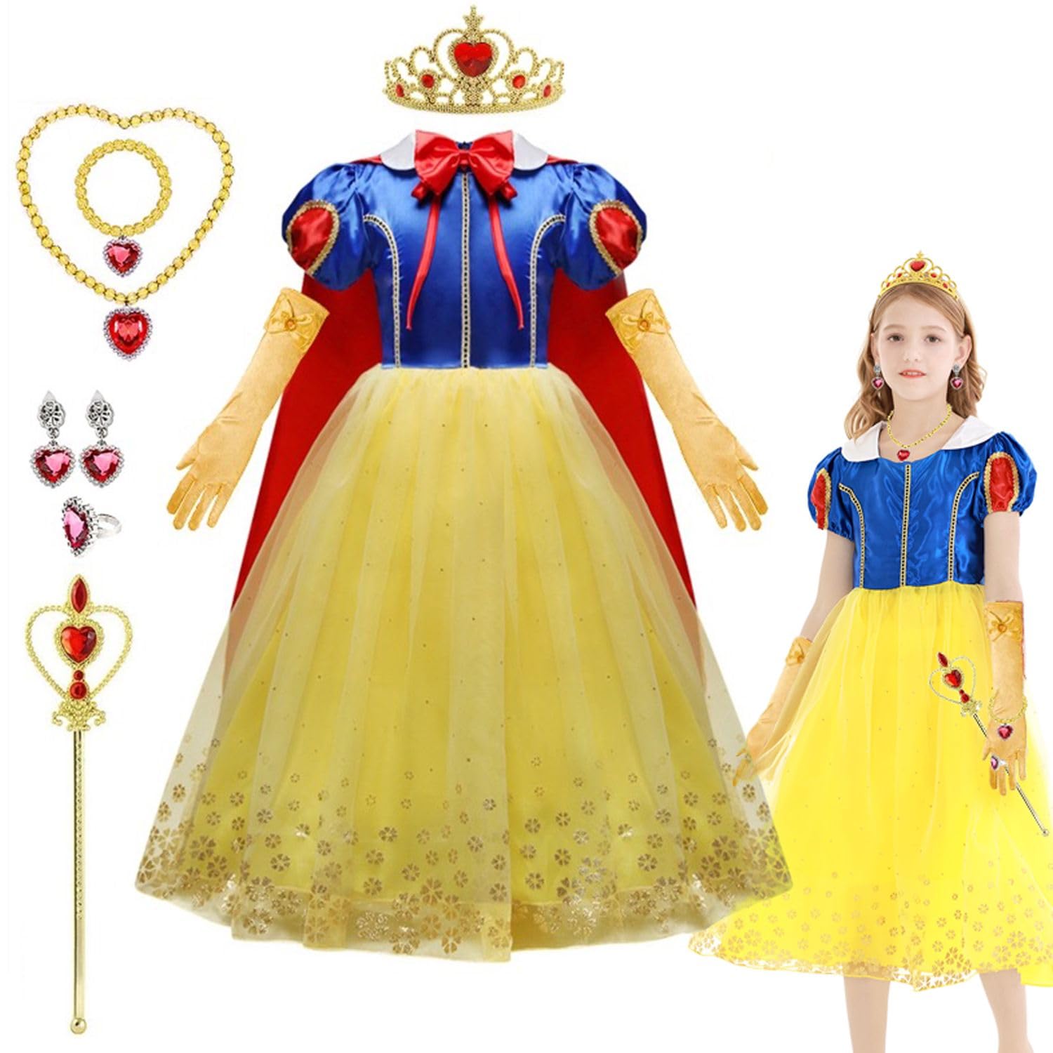 Home Smart Queen Costume for Girls with Princess Crown Wand and Accessories ideal for Birthday Party Gift