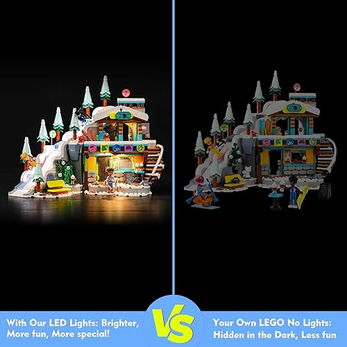 Miniatura 2 de Kit de luces LED para Lego Holiday Ski Slope y Café 41756, versión musical, juego de iluminación creativa, accesorios compatibles con Lego 41756