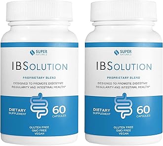 IBSolution - Digestive Health Supplement, Gas, Bloating, Diarrhea, Constipation Relief, Abdominal Pain, With Psyllium, Promote Regularity, Supports Gut Health, Made in USA - 60 Vegan Capsules, 2-Pack