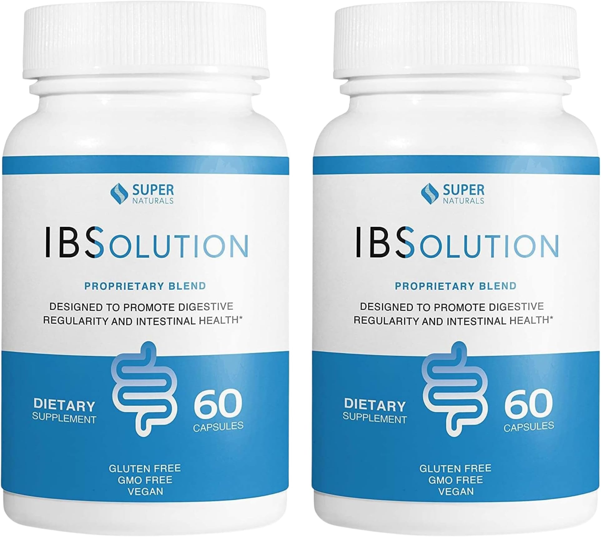 IBSolution - Digestive Health Supplement, Gas, Bloating, Diarrhea, Constipation Relief, Abdominal Pain, With Psyllium, Promote Regularity, Supports Gut Health, Made in USA - 60 Vegan Capsules, 2-Pack