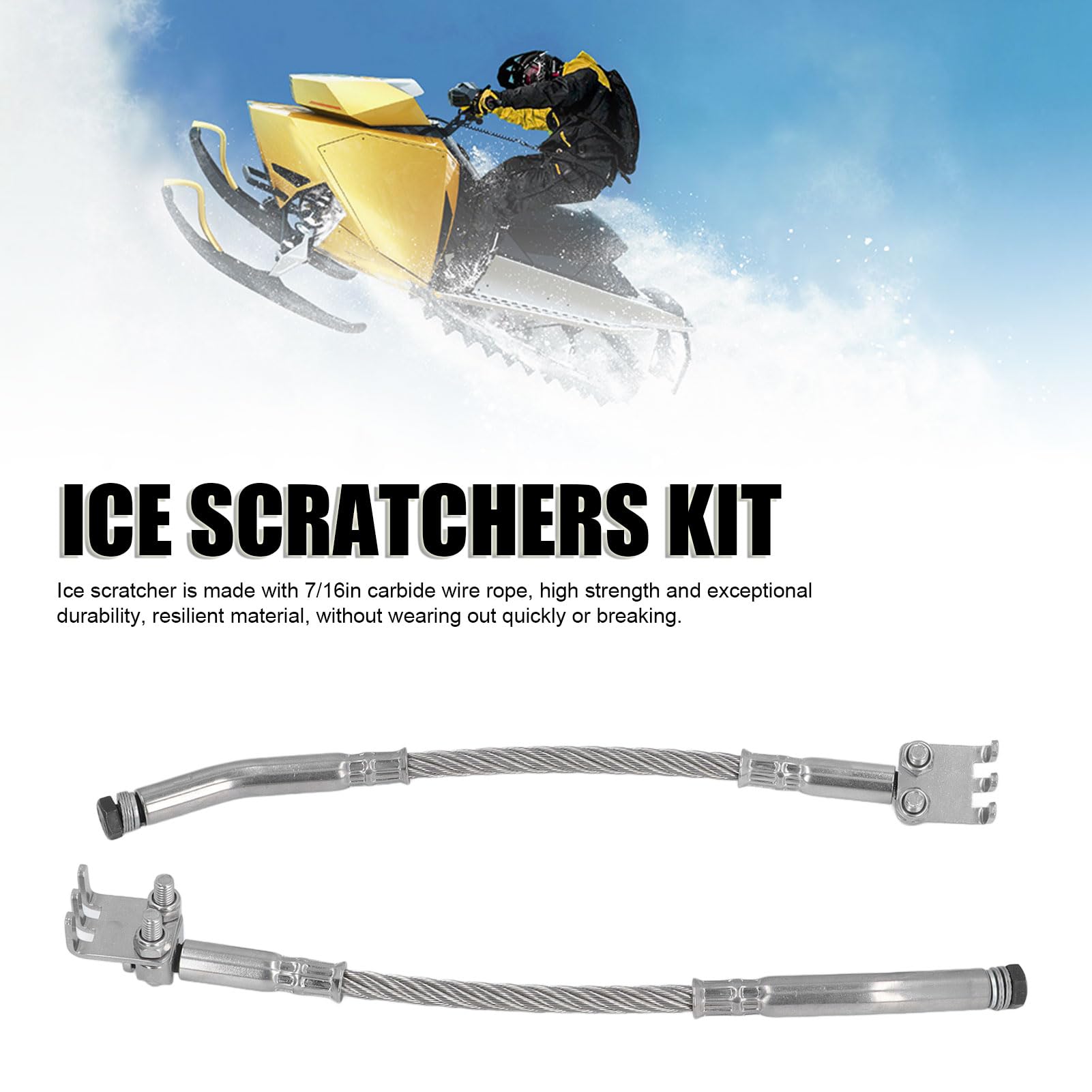 Lybunair Universal Snowmobile Ice Scratchers Kit, 2 Piece Set with Claw Design, Compatible with 2 1/2in Track Heights, Left and Right Side Installation
