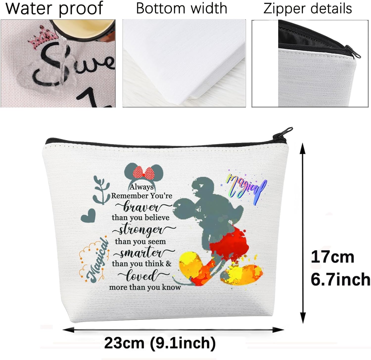 CMNIM Cartoon Mouse Makeup Cosmetic Bag Mouse Lover Gifts Bag for Women Friends Magic Mouse Travel Makeup Pouch Toiletry Case (Mouse always remember) - Image 3