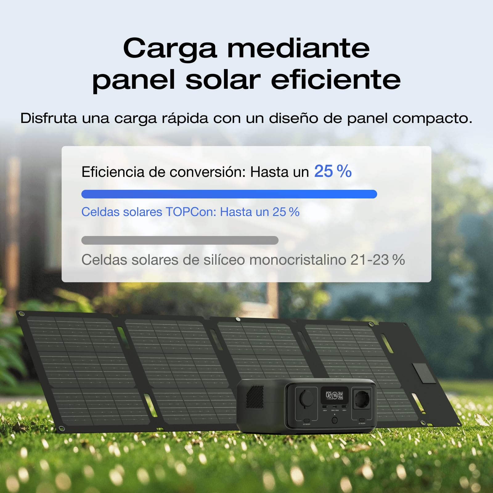 Generador solar portátil EF EcoFlow RIVER 3 245 Wh con panel solar de 45 W | Batería LiFeP04, salida 600 W, SAI en <10 ms, Generador solar un 30% más compacto para la Electricidad de Emergencia, Camping