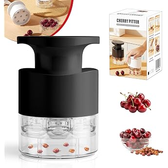 Cherry Pitter 2025 Push Down Cherry Stone Remover with 7 Holes Corer Cherries for Jam and Desserts Kitchen Gadgets Cherry Pitter Fruit Corer for Kitchen Picnic Black
