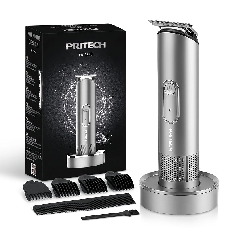 Aparador de pelos corporais PRITECH USA-PR-2888 com base de carregamento e cabo USB
