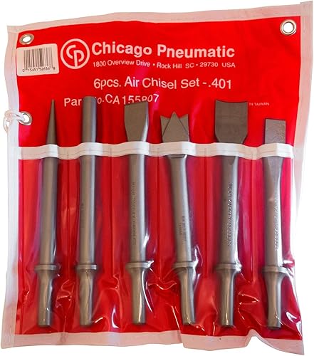 Chicago Pneumatic CA155807 - Kit de cincel – Cortador de remache, cortador de doble cuchilla, cincel frío, punzón recto, punzón cónico y divisor de