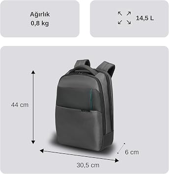 Samsonite 16N-09-004 Qibyte Notebook Sırt Çantası, 14.1, Antrasit