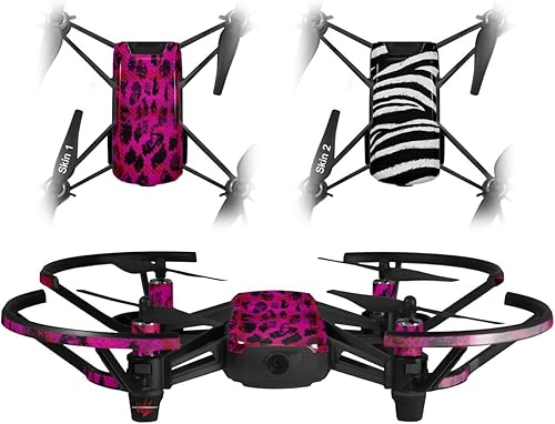 Skin Decal Wrap 2 Pack Compatible with DJI Ryze Tello Pink Distressed Leopard Drone NOT Included