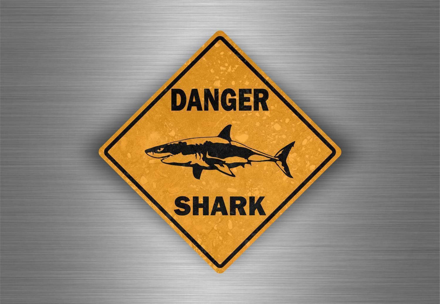 BCTS Shark Danger Surf Surfer Shark Funny Metal Sign Crossing Traffic Novelty Square Sign 12x12 inch
