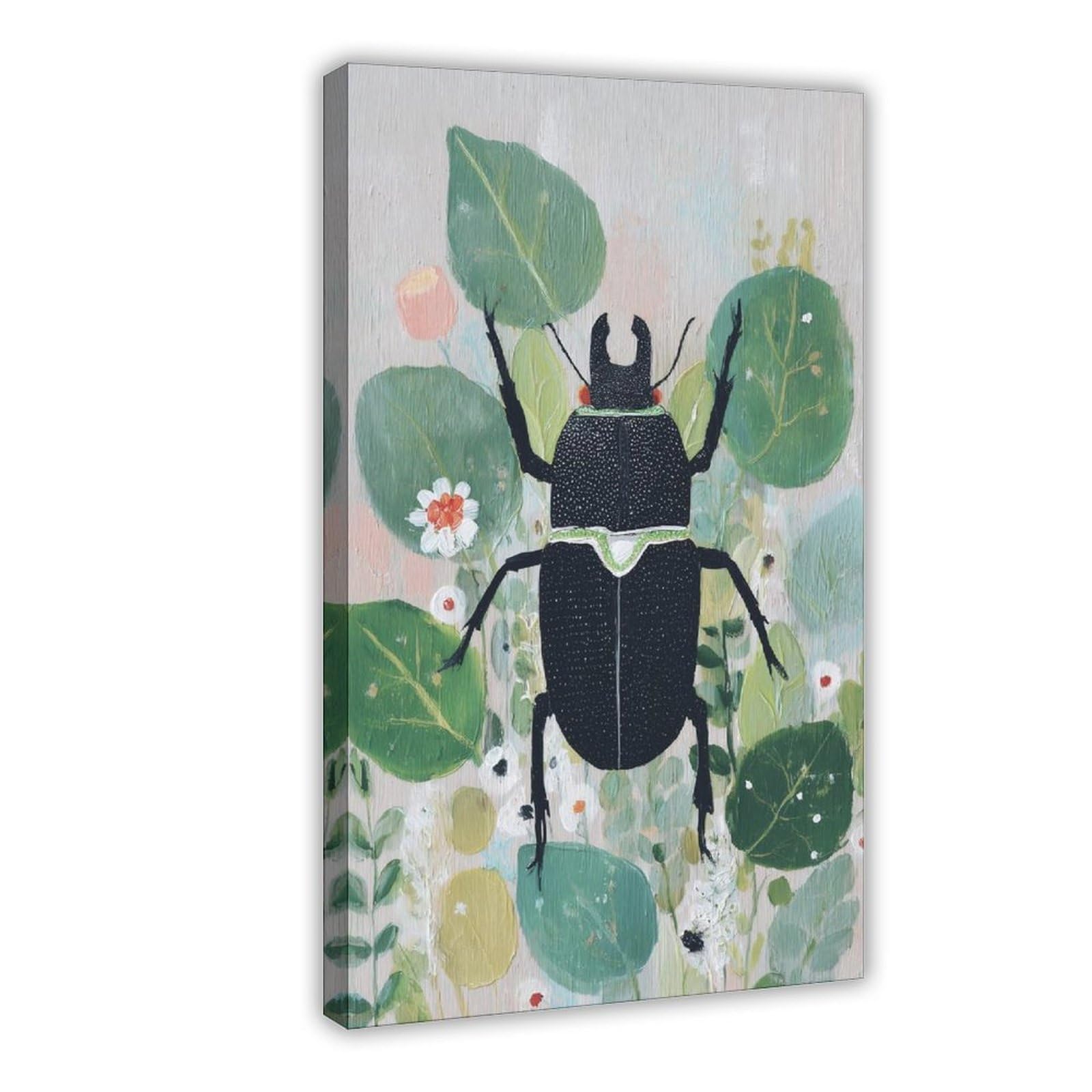 Ywtjax Frame-Style Beetle Poster Canvas Poster For Living Room Decor Gift