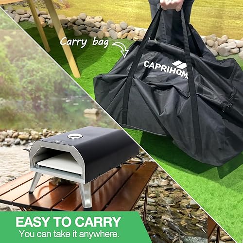 Miniatura 5 de Caprihom Pizza Oven with16"x16" Stone Portable Pizza Oven Outdoor Propane Stainless Steel Pizza Oven with Pizza Stone, Cutter, Peel, Glove, Hose &amp;