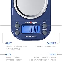 Accuweight Digitális Zsebmérleg 300g/0.01g - Kék LCD Kijelzővel, Számláló Funkcióval, Ékszer, Levél, Érme Mérésére, Hordozható Precíziós Mér 4