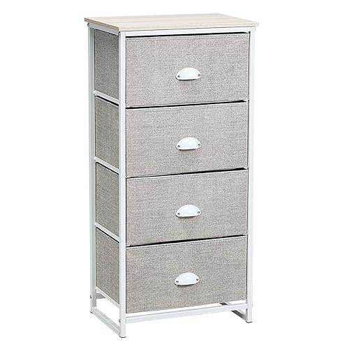 Giantex Dresser Storage Tower Nightstand W/Fabric Drawers, Sturdy Steel Frame