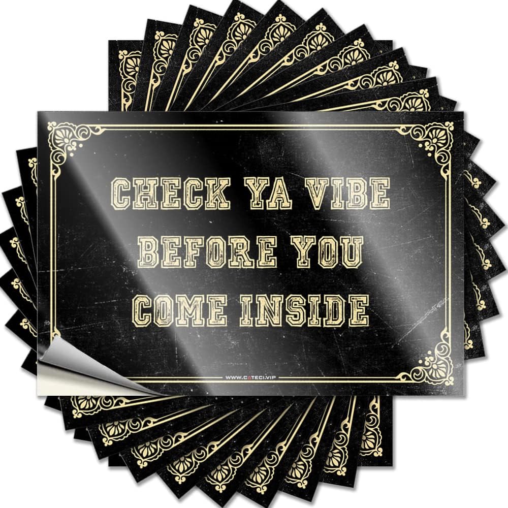 Toolbox Stickers and Decals Check Ya Vibe Before You Come Inside Funny Sticker 10 Pcs Automotive Stickers Signs for Man Cave(8X12CM)