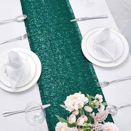 Miniatura 4 de Pufogu - Camino de mesa de lentejuelas brillantes de 12 x 72 pulgadas para fiestas de cumpleaños, decoración de bodas, despedidas de soltera,