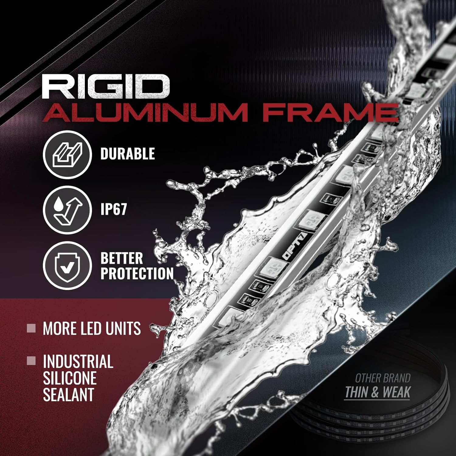 OPT7 Aura Aluminum Underglow Lights for RV Camper Van w/Remote Control, 12V LED Waterproof Light Bars, Exterior Neon Underbody Music Lighting Kit, RGB Multicolor Motorhome Travel Trailer Decoration