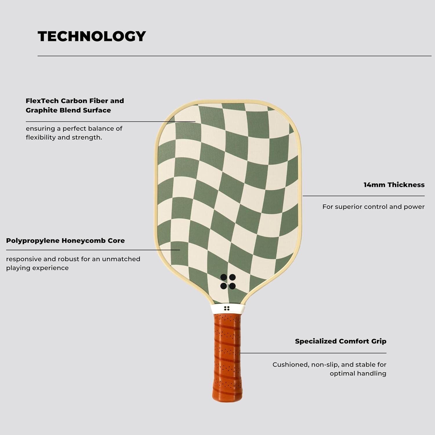 Holbrook Pickleball Paddles | Performance Series | Carbon Fiber Pickleball Paddle, Graphite Blend Surface | Polypropylene Honeycomb Core | Cute Pickleball Paddles