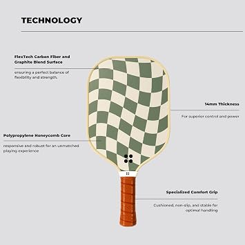 Holbrook Pickleball Paddles | Performance Series | Carbon Fiber Pickleball Paddle, Graphite Blend Surface | Polypropylene Honeycomb Core | Cute Pickleball Paddles | Graphite Blend Surface