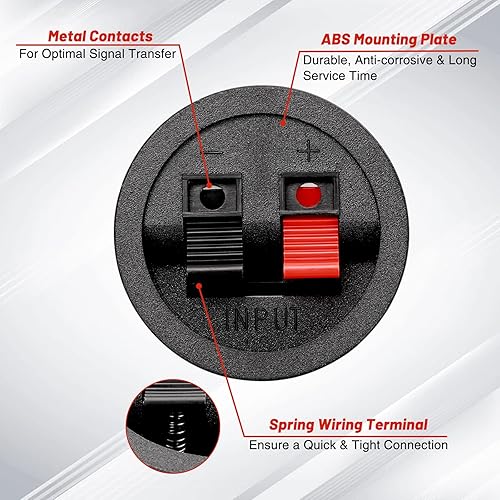 Miniatura 3 de Tongze Caja de altavoz de 4 piezas, taza de terminal, caja de subwoofer redonda de resorte, conector de poste de unión para bricolaje para el hogar
