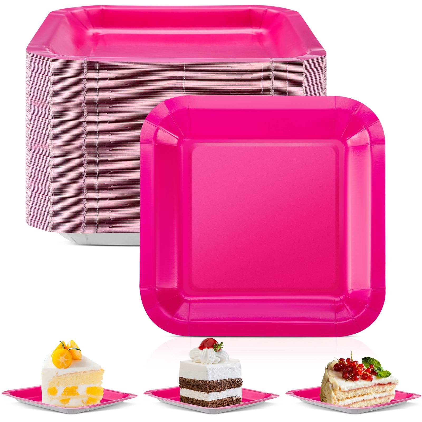 100 Quadratische Pappteller Dunkelblau - 17,8x17,8 Cm, ölbeständig, Für Party, Geburtstag, Hochzeit