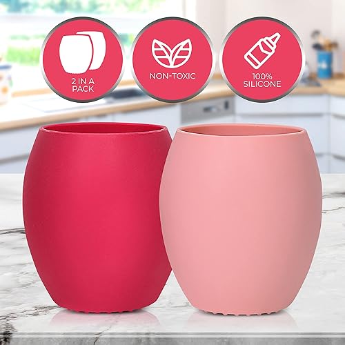 Miniatura 3 de Taza de silicona para bebé, taza de entrenamiento para niños pequeños, taza abierta para el destete LED del bebé, paquete de 2 tazas para bebés que