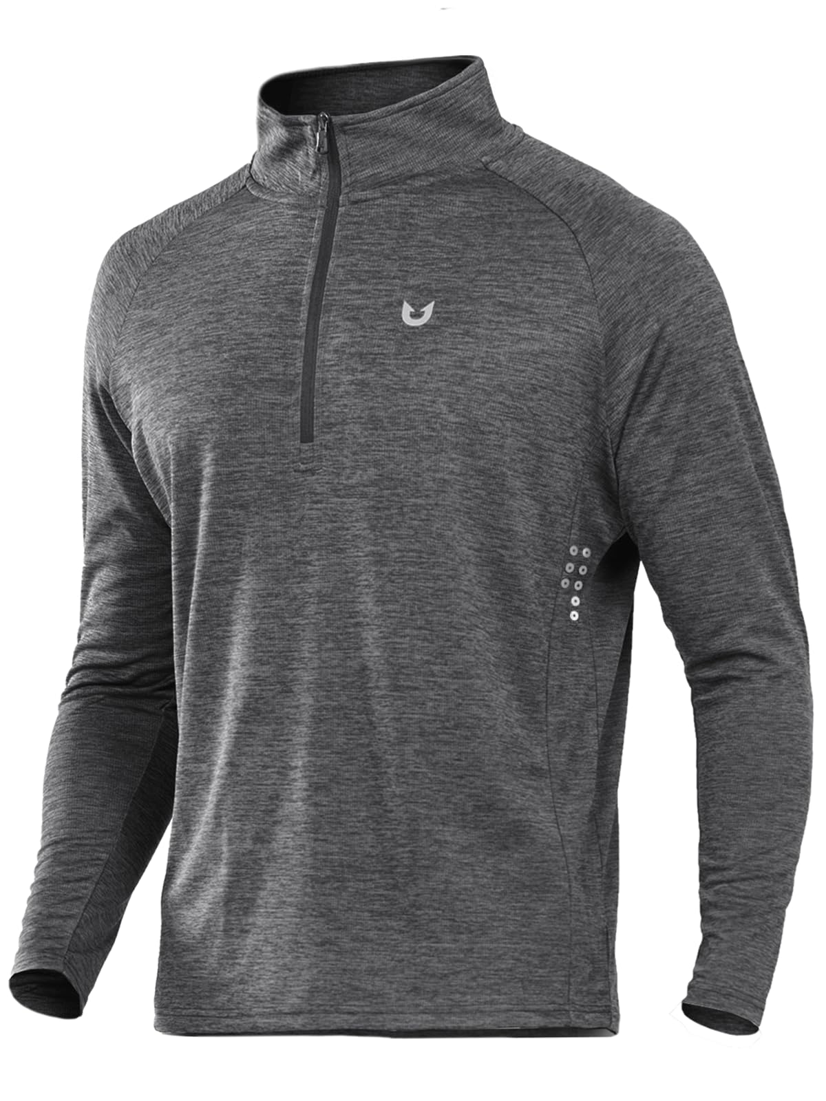 NORTHYARD Camiseta de manga larga con cremallera de un cuarto para hombre, absorbe la humedad, secado rápido, para entrenamiento atlético