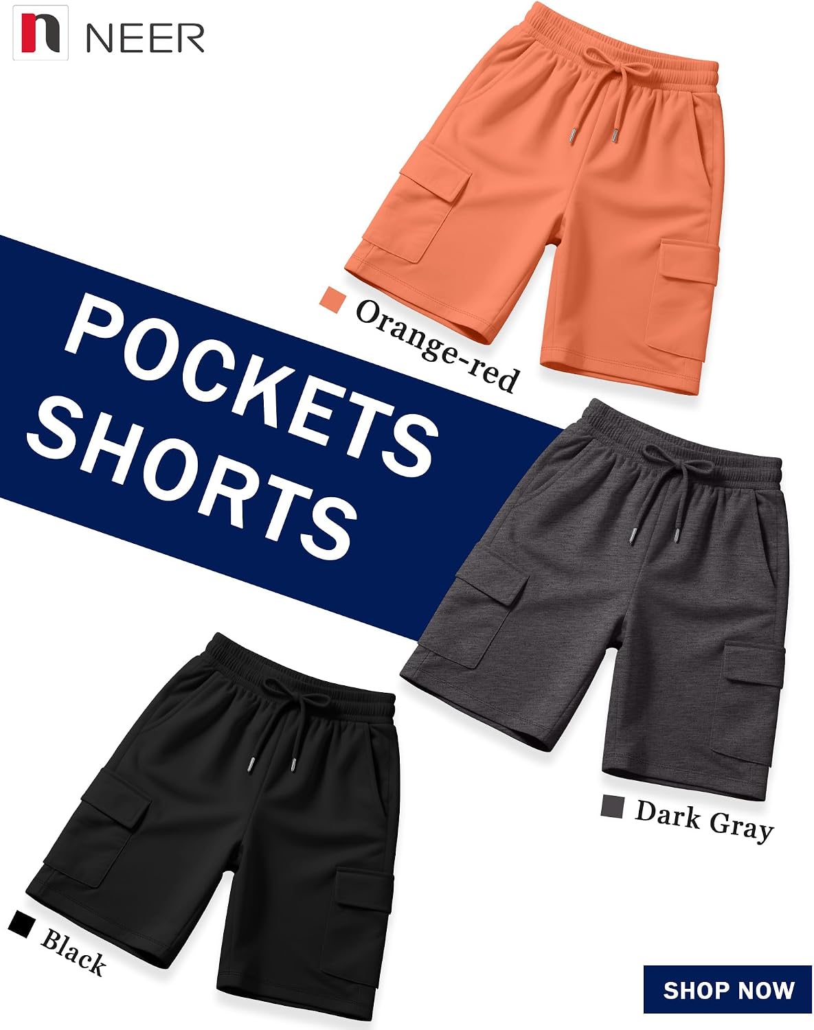 Neer 3 Pack Women's Bermuda Shorts Cargo Knee Length Drawstring Long Shorts Casual Yoga Soccer SweatShorts with 4 Pockets