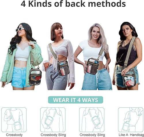 Miniatura 6 de Bunnychill Bolsa transparente aprobada para estadios, bolsa cruzada transparente para mujer, bolsas transparentes para estadios para eventos