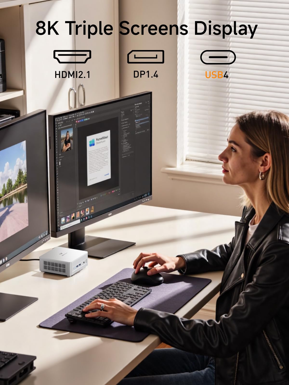 MINIS FORUM DeskMini UM750L Slim Mini PC AMD Ryzen 5 7545U, 16 GB LPDDR5 RAM + 1TB PCIe4.0 SSD, HDMI/DP/USB4-Ausgänge, 2,5 G LAN, WiFi 6E, 5 x USB-Anschluss AMD Radeon 740M Grafik Small Form Factor