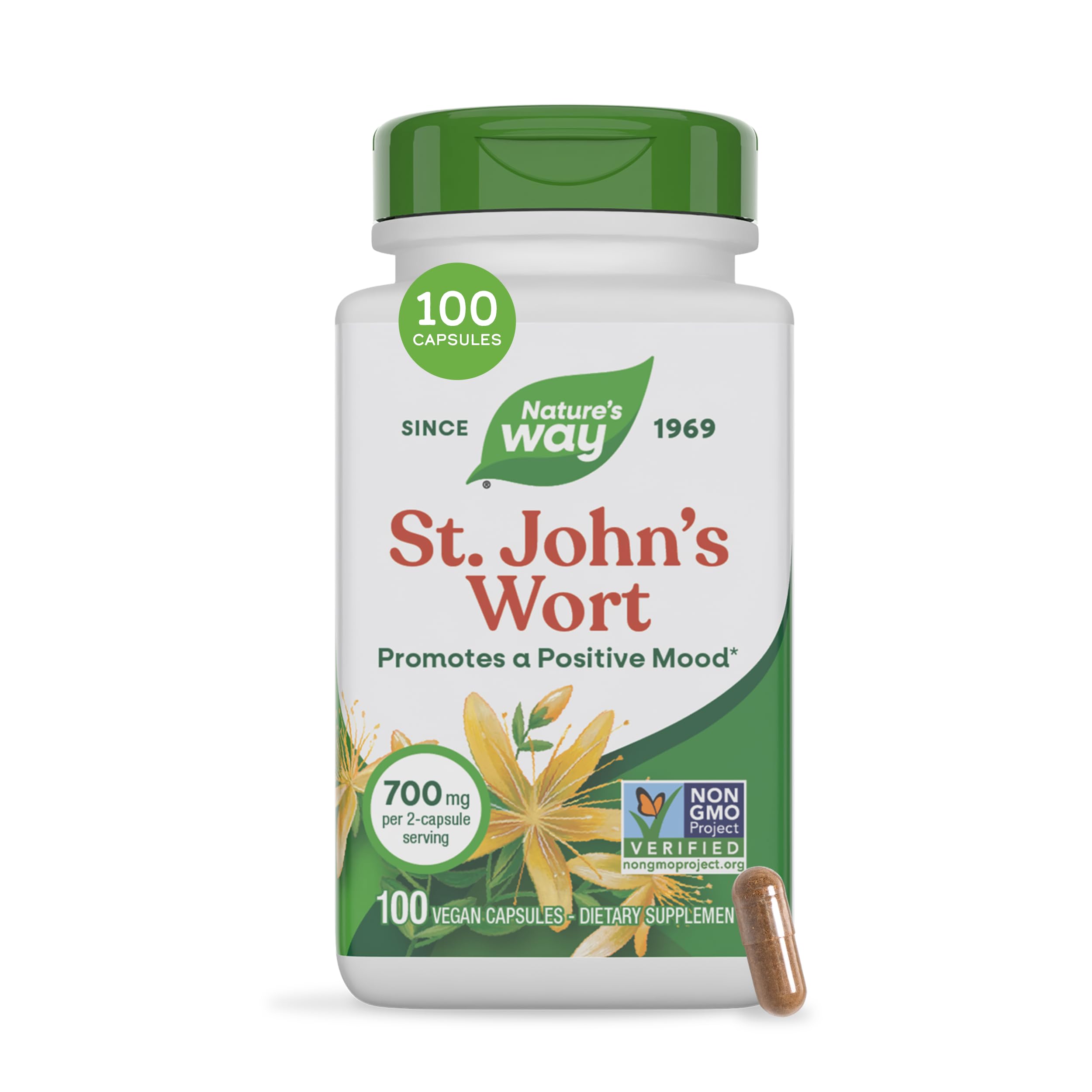 Nature's Way St. John’s Wort Capsules, 700 mg per Serving, 100 ct 100 Count (Pack of 1)