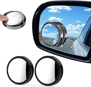 Horuhue 2Pcs Blind Spot Mirror, 360° Rotate Round HD Glass Convex Rear View Mirrors with ABS Protective Shell for Suv Van Universal Cars (Round-Black)