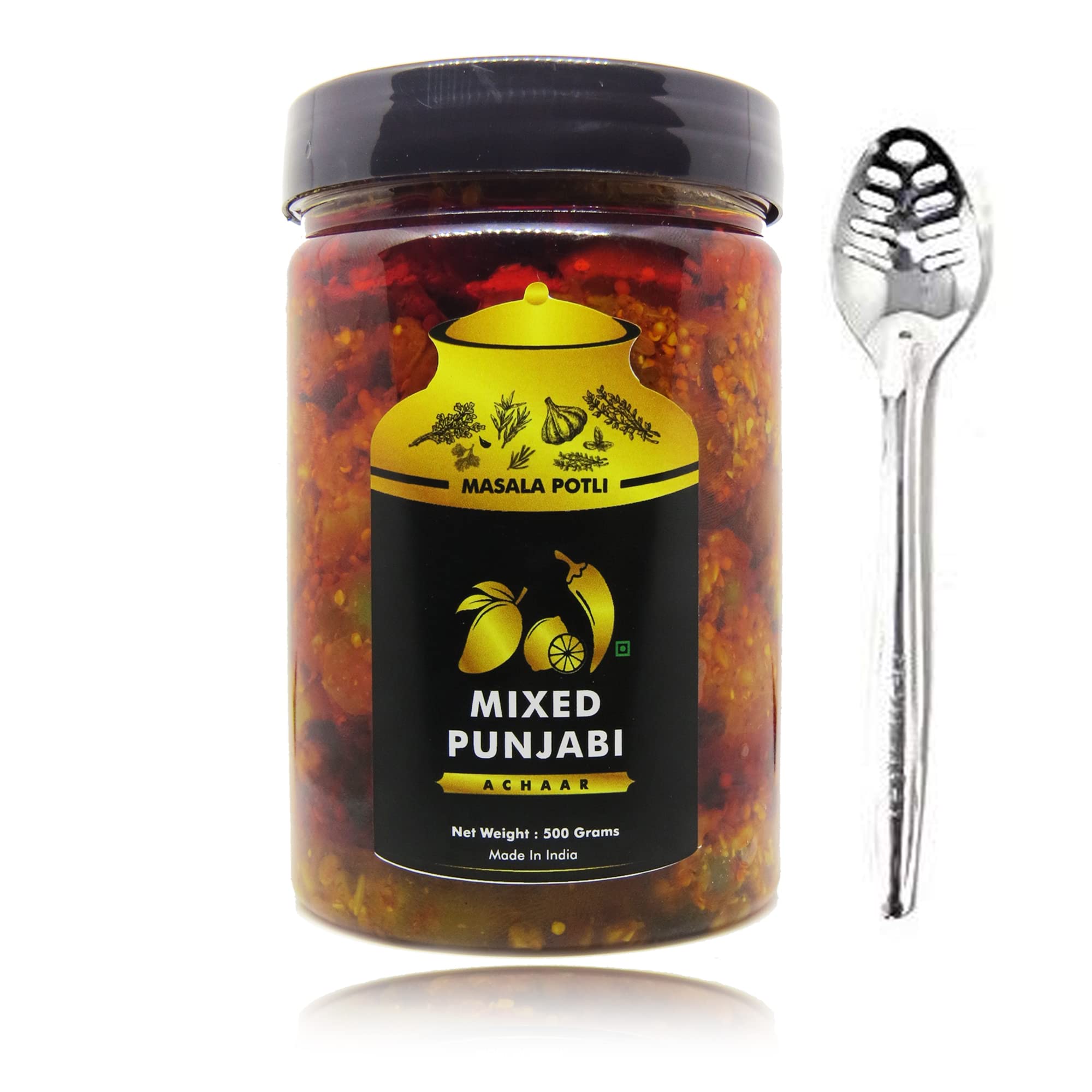 MASALA POTLI� Homemade Punjabi Mixed Pickle & Spoon | GRADE 1 MUSTARD OIL | Pachranga Mixed Achaar (Mixed Pickle, 500 Grams) (B09SHZD83Y) Amazon Price History, Amazon Price Tracker