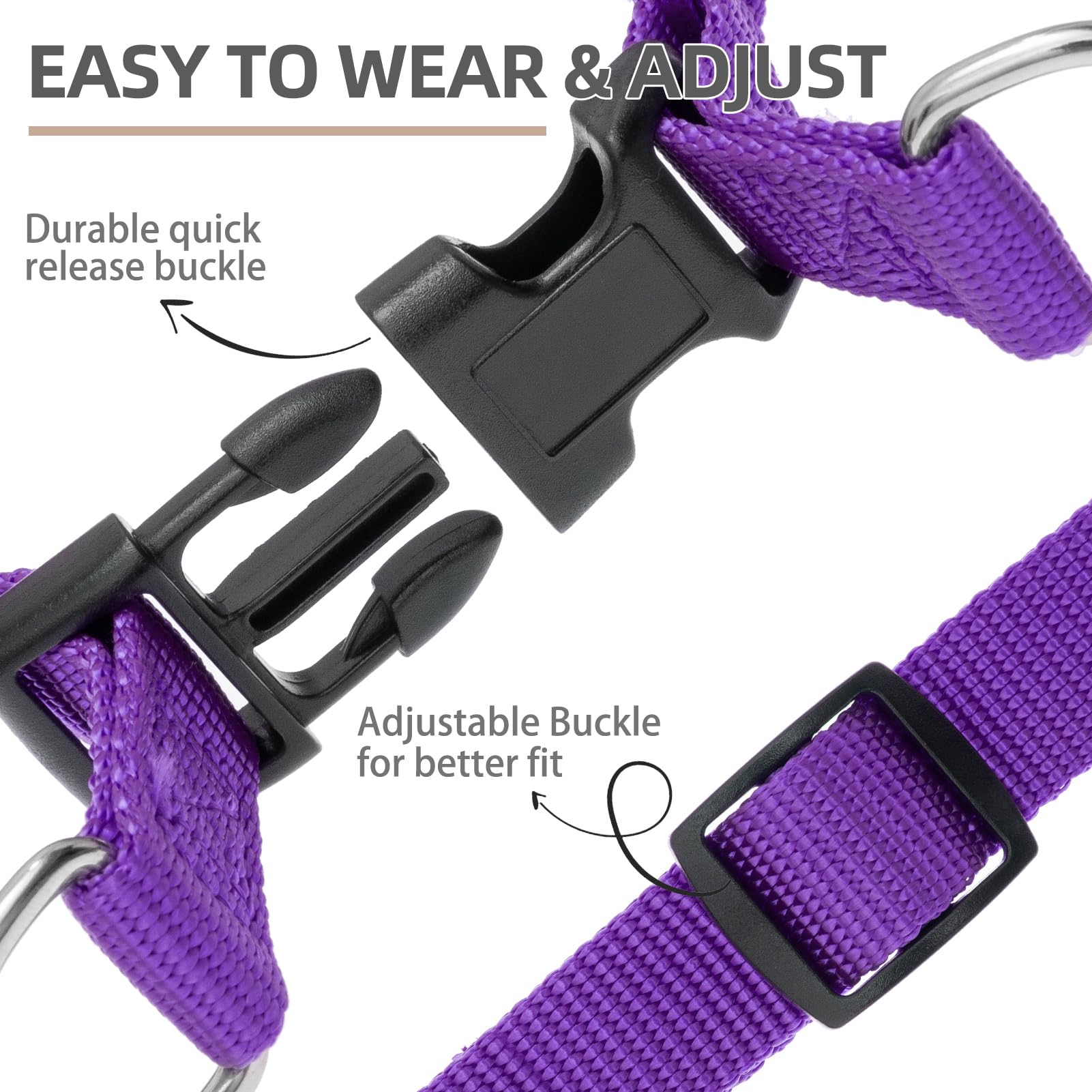 PUPTECK Step-in Dog Harness Medium Dog, Anti Pull Adjustable Dog Halter Easy Control for Walking, Purple, XS - Image 4