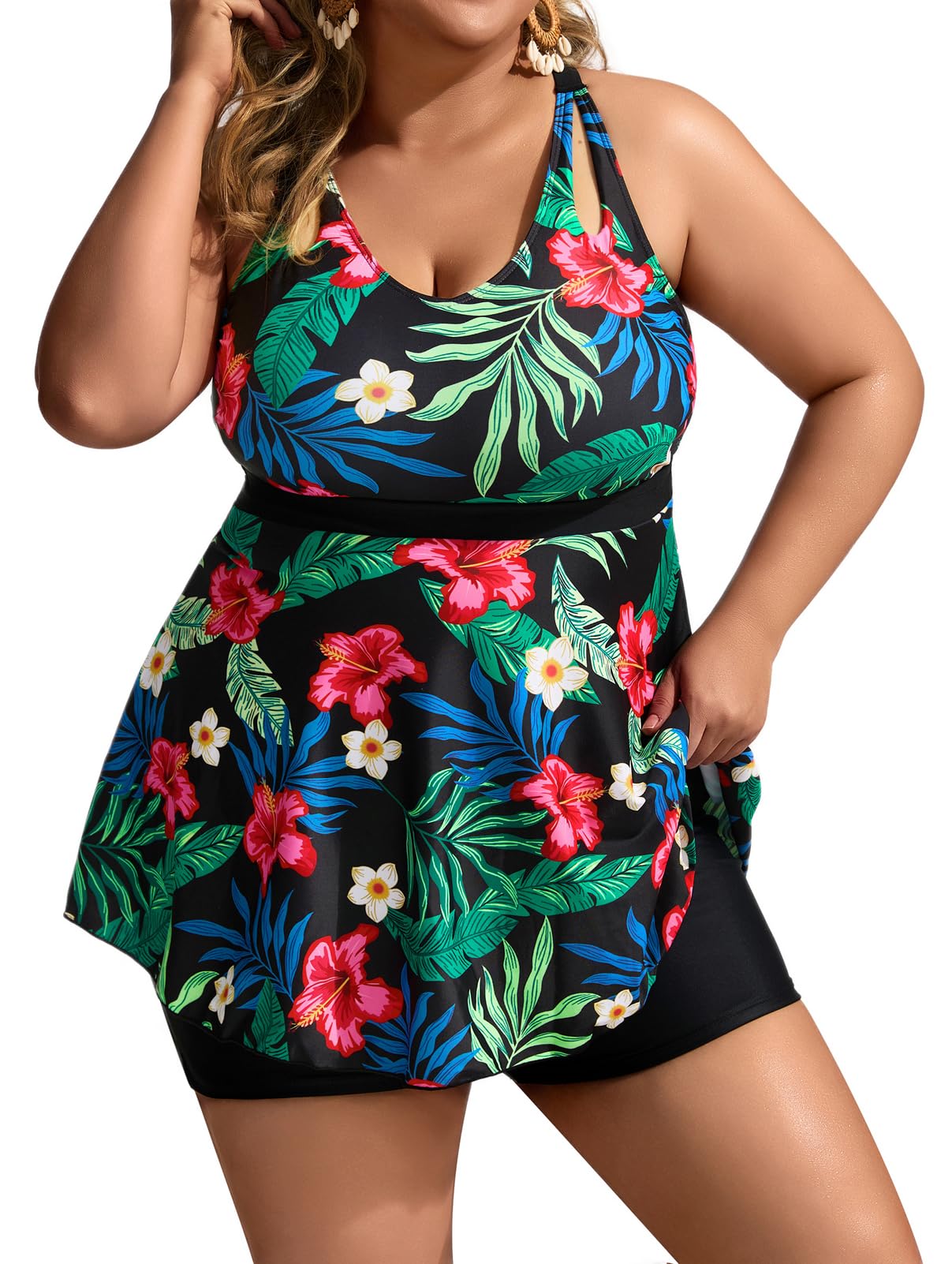 Hanna Nikole Costume da Bagno Due Pezzi da Donna con Controllo della Pancia e Vita Alta Costume da Bagno Vintage con Gonna