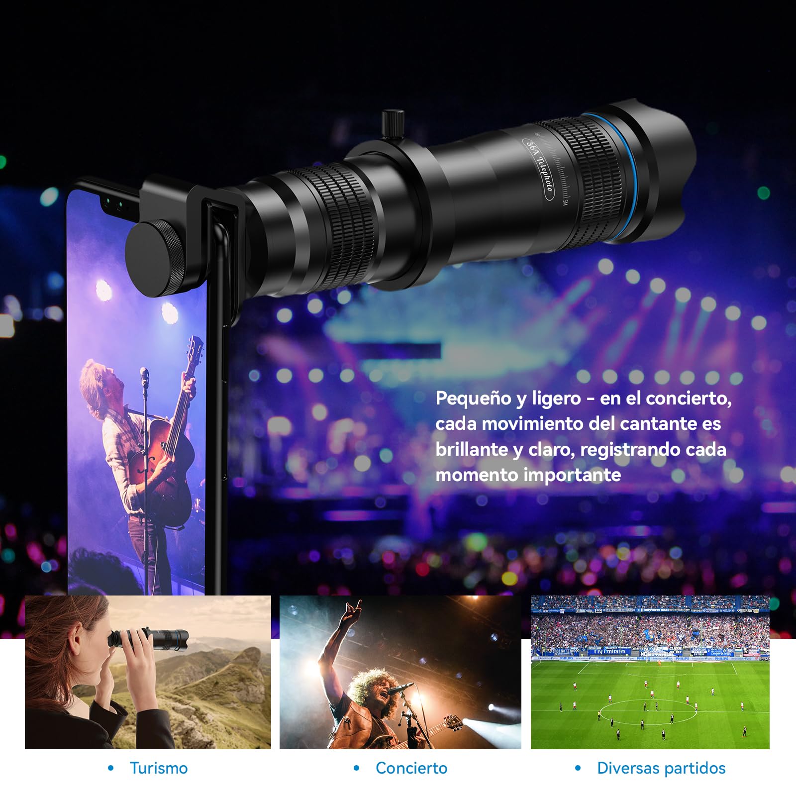 Apexel HD Móvil Lentes para Teléfono Inteligente, 28X Zoom Lente Teleobjetivo con Obturador para Móvil iPhone Samsung, Huawei, Xiaomi, teléfono Android, Telescopio Monocular