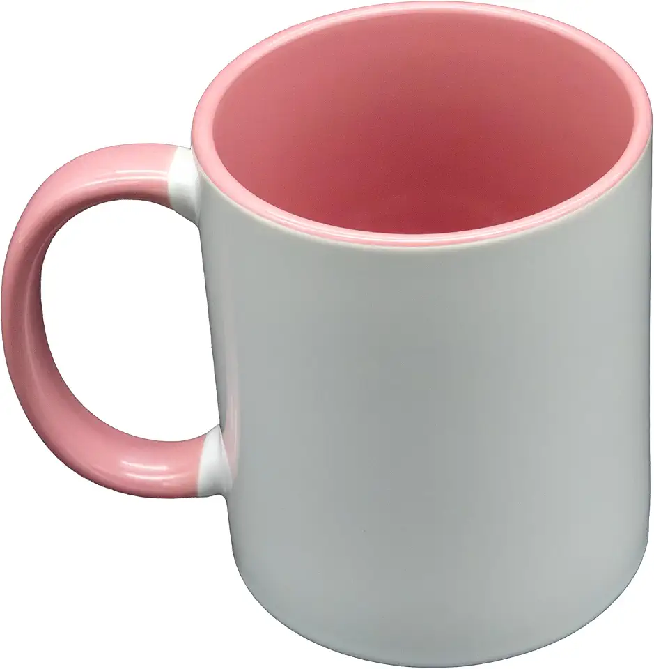 Canecas de sublimação 325 ml, interior rosa e alça - Xícaras de café premium para projetos de prensa térmica - Design versátil de caneca de café ideal para criações personalizadas, conjunto de 1 peça
