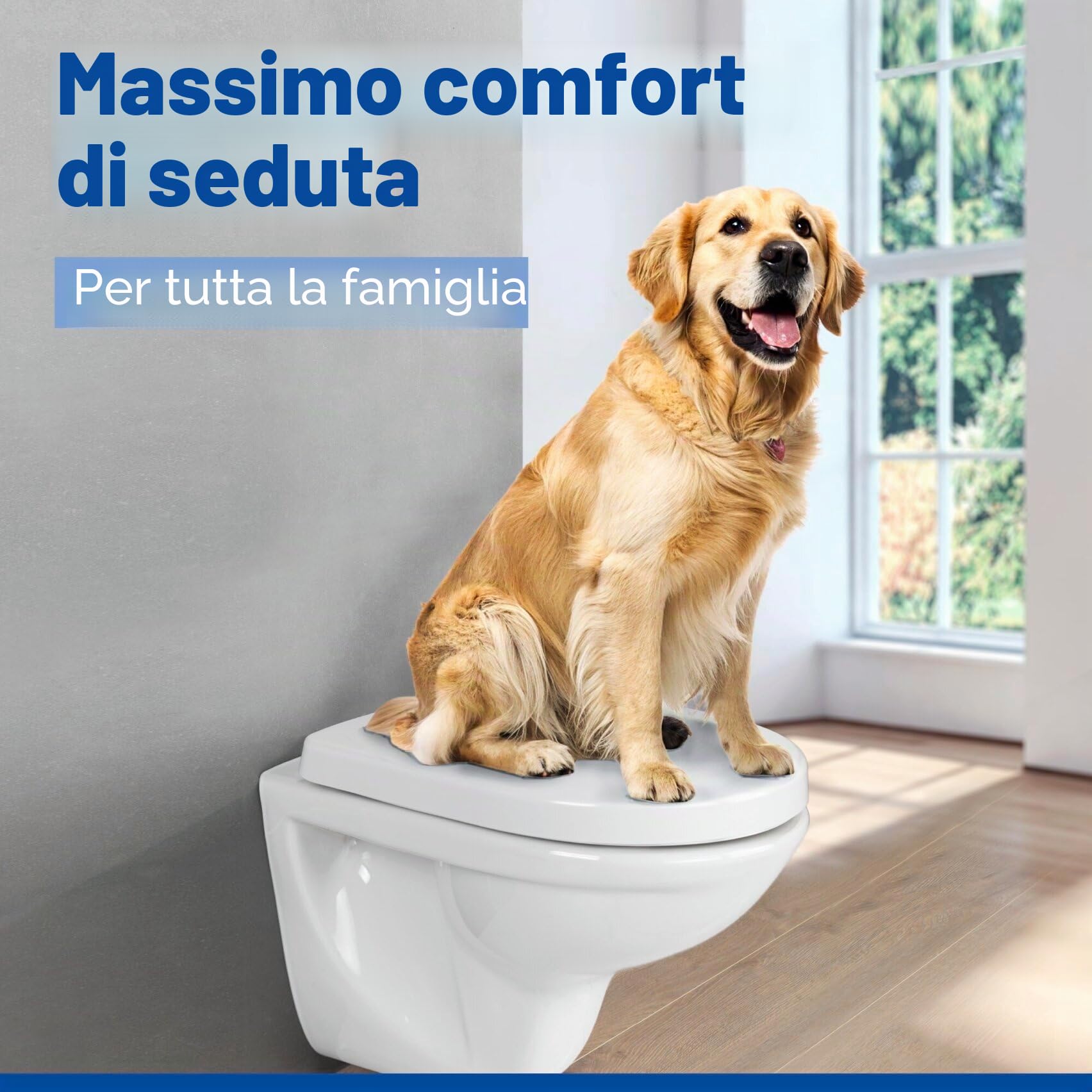 WENKO Copri water Sindia fino a 300 kg, abbassamento automatico Easy-Close e attacco in acciaio inossidabile igienico Fix-Clip a 1 pulsante, plastica infrangibile Duroplast, 36,5 x 46,5 cm, bianco
