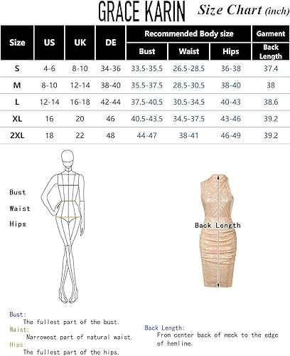 Miniatura 6 de GRACE KARIN Vestido bodycon sexy sin mangas con lentejuelas brillantes para mujer, para cóctel, fiesta, club