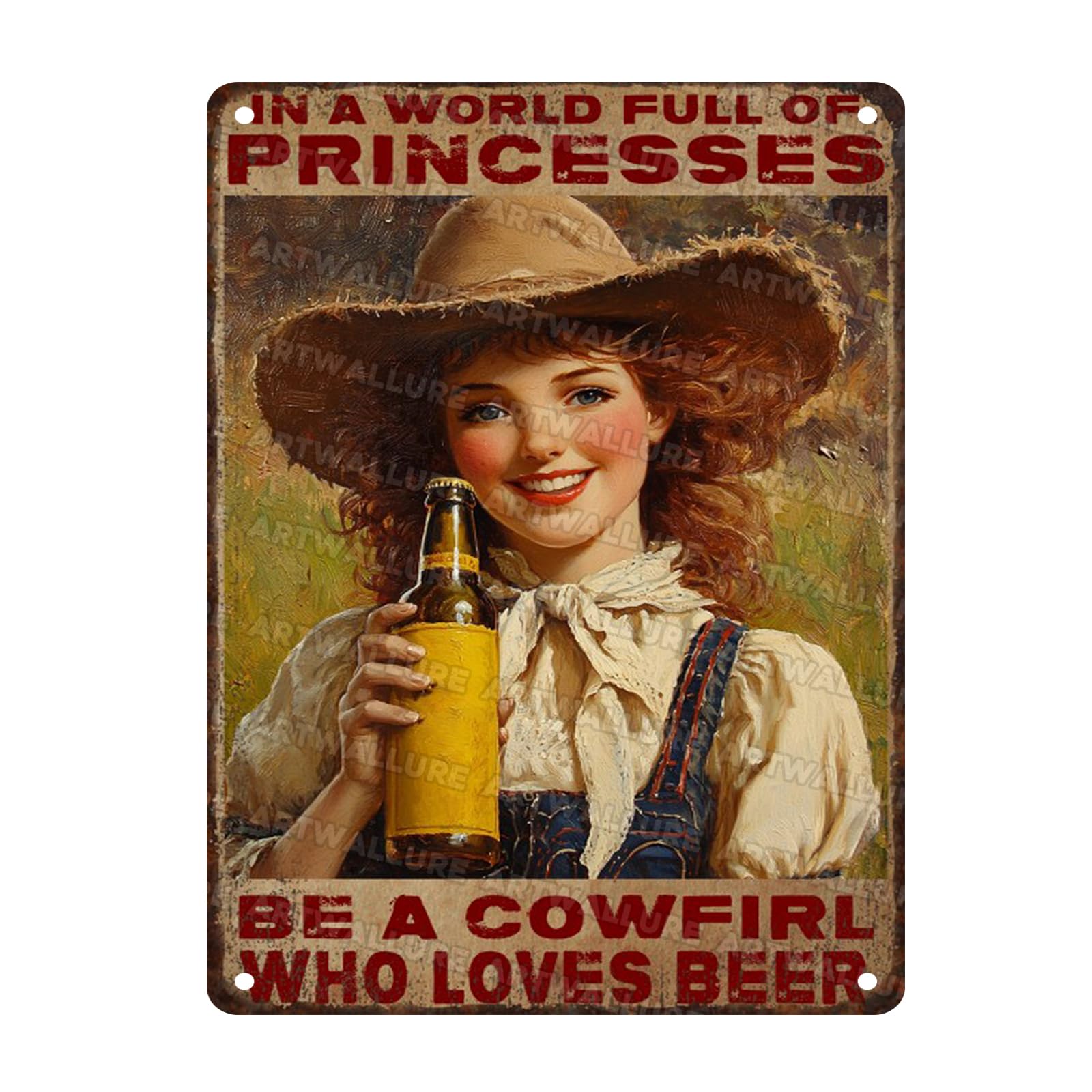 Cowgirl Vintage Metal Sign Retro Metal Poster Rustic Wall Decor for Home Gate Garage Garden Bars Restaurants Cafes Office 12x16inch