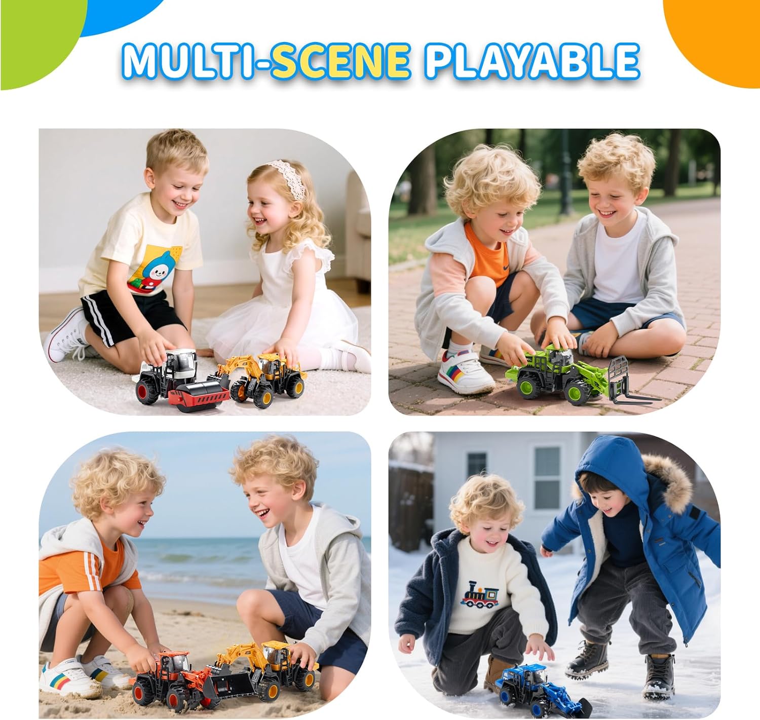 Construction Truck Toys for Toddlers: Push Go Truck Sandbox Excavator Toy Trucks Vehicles Snow Plow Toy Truck Bulldozer Road Roller Birthday Gift for 3 4 5 6 Years Old