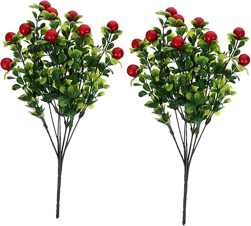 DECHOUS 2 piezas de decoración de plantas de fruta, adornos de plantas artificiales, ramas de frutas, ramas de plástico, ramas de mesa, decoración