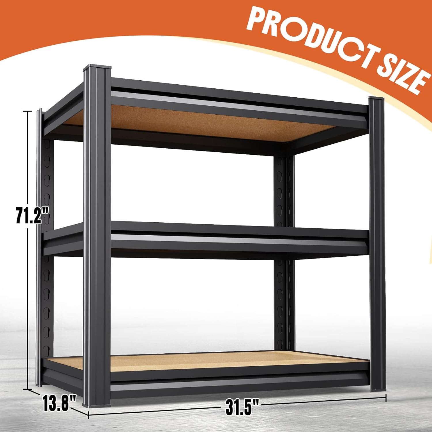 3T Storage Shelves, Garage Shelving,Adjustable Heavy Duty Shelving Unit,Garage Shelves，Wood Metal Standing Shelf Units,Utility Rack for Kitchen 35.4''H*33.5'W*13.8''D