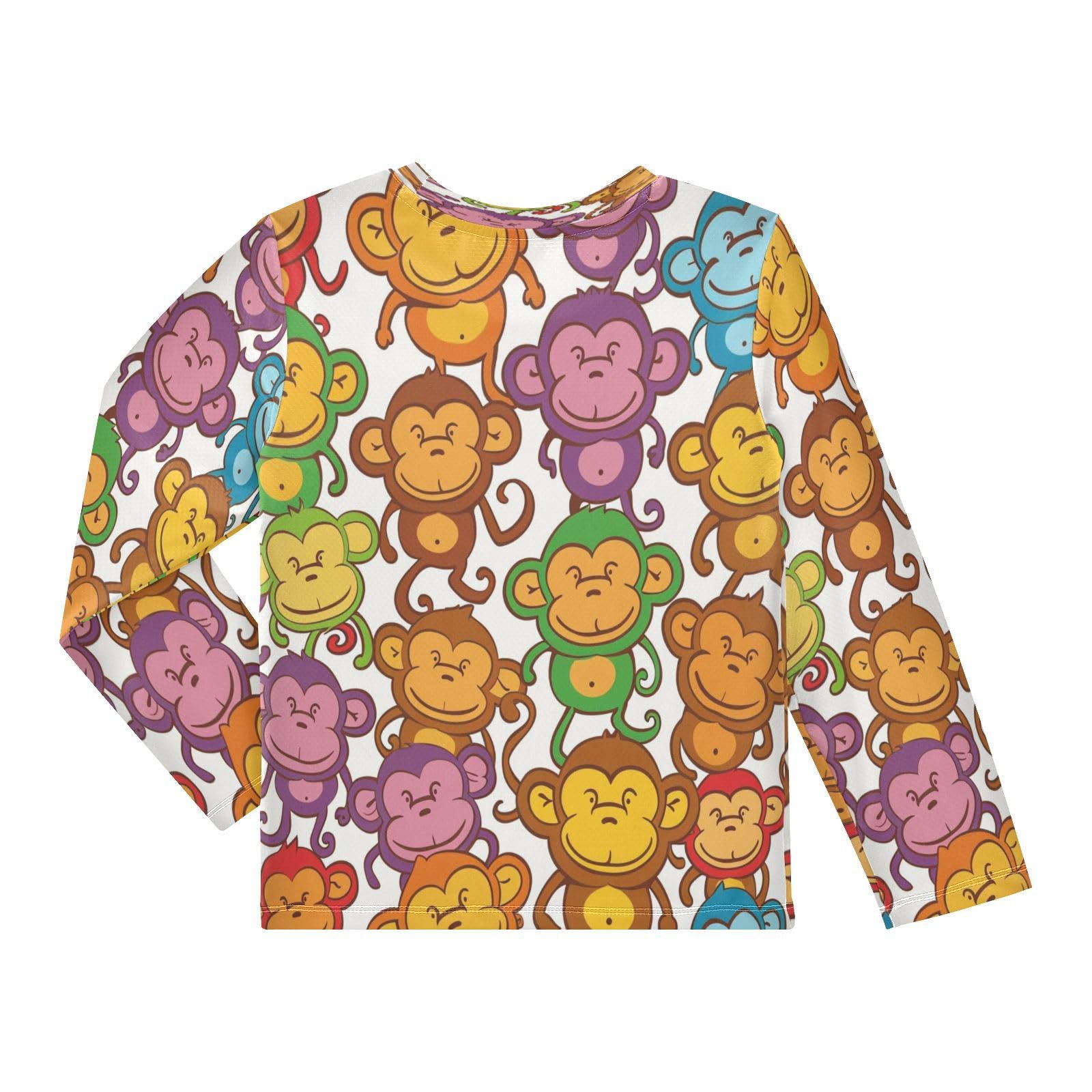 Boys Rash Guard Swim Shirt Long Sleeve UPF+ 50 Sun Shirts Quick Dry Shirt Purple Green Monkey for Toddler Kids