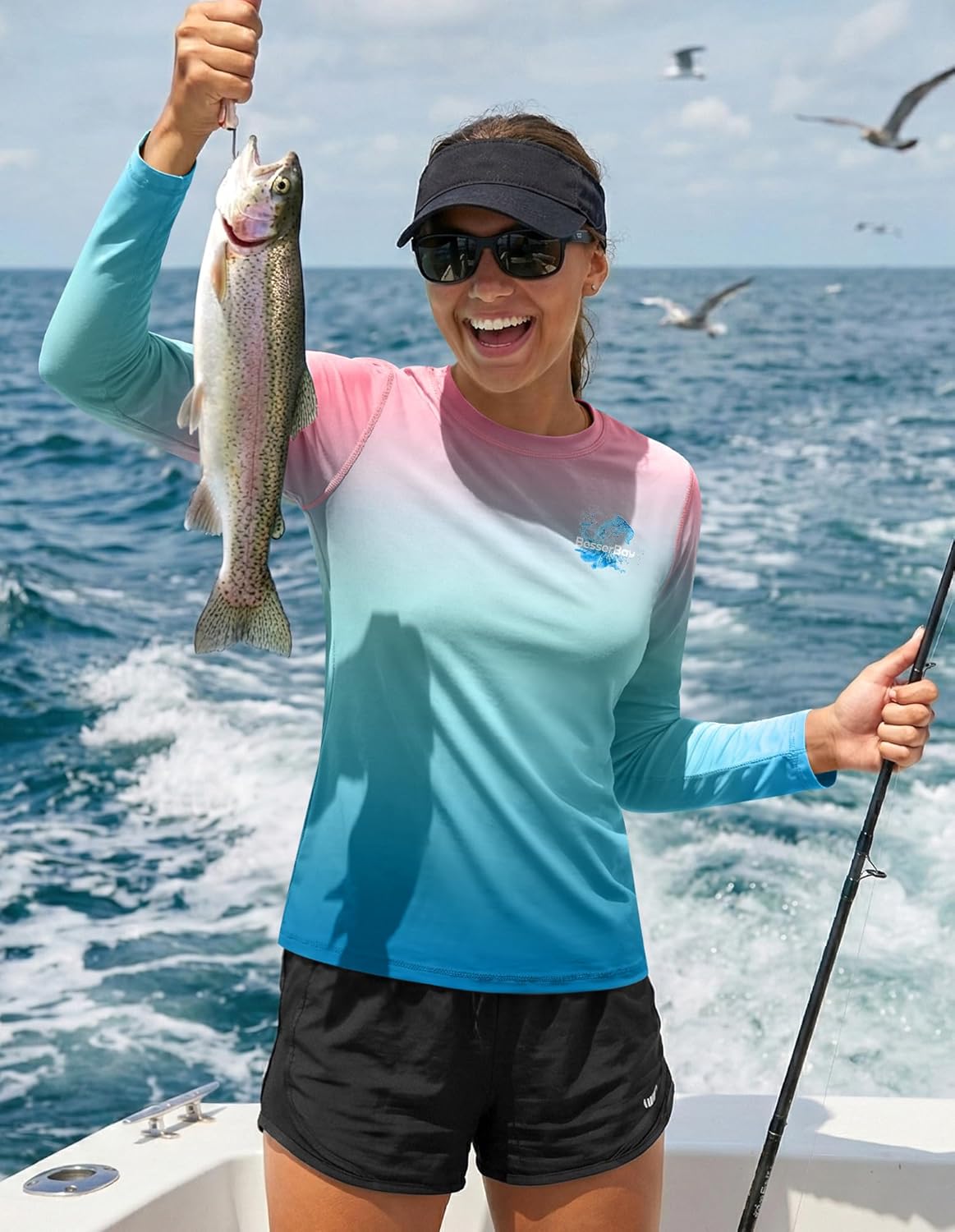 BesserBay Women's Rash Guard UPF 50+ Long Sleeve Sun Protection UV Shirts for Hiking Swimming Fishing