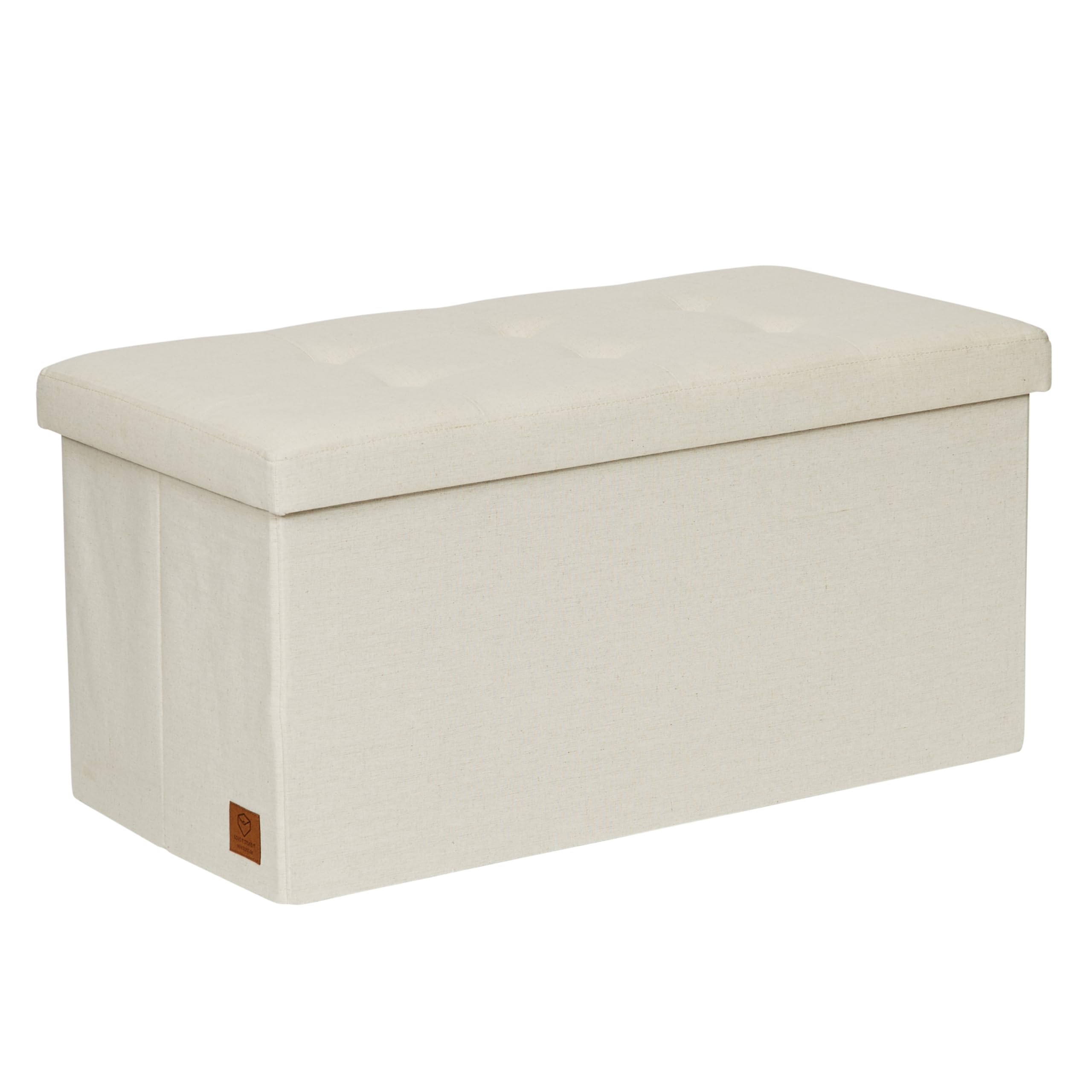 LOVE IT STORE IT Panca Contenitore Premium - Cassapanca In Tessuto Di Lino - Pieghevole - Rinforzi in Legno - Confortevole E Stabile - 76x38x38 cm - Beige