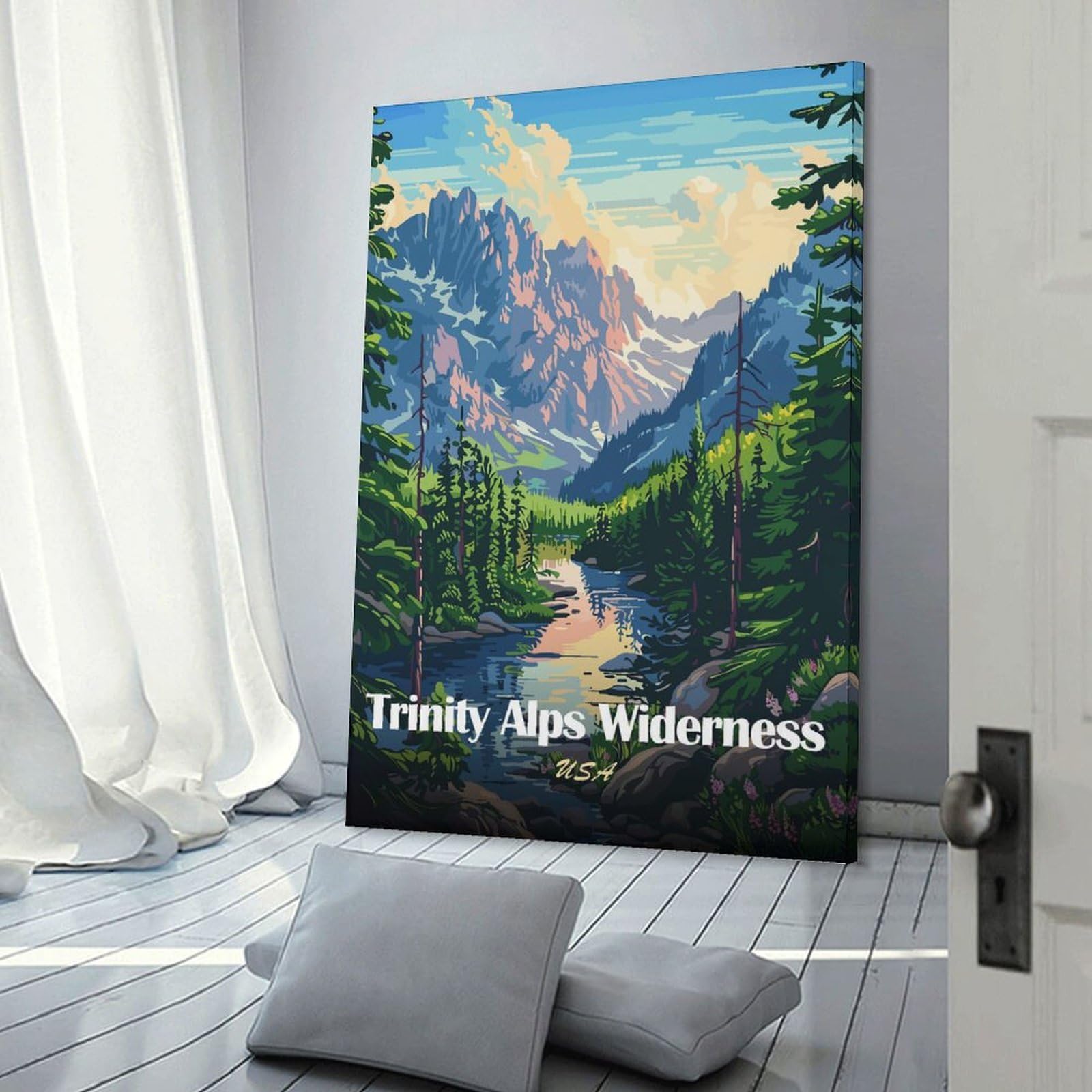 Junmoney Trinity Alps Wilderness USA Landscape Art Decorative Wall Artwork, 08x12inch(20x30cm), for New Homes, Bedrooms Or Workspaces, Gift Idea for Housewarming And Birthdays