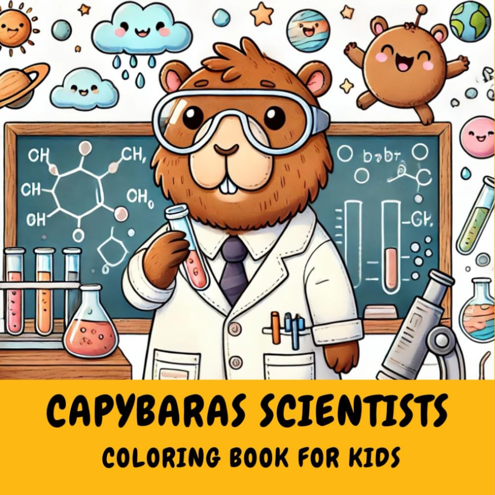 Capybaras Scientists: Coloring Book For Kids: Activity Book for Preschool and Kindergarten Kids (Capy Happy Coloring Book)