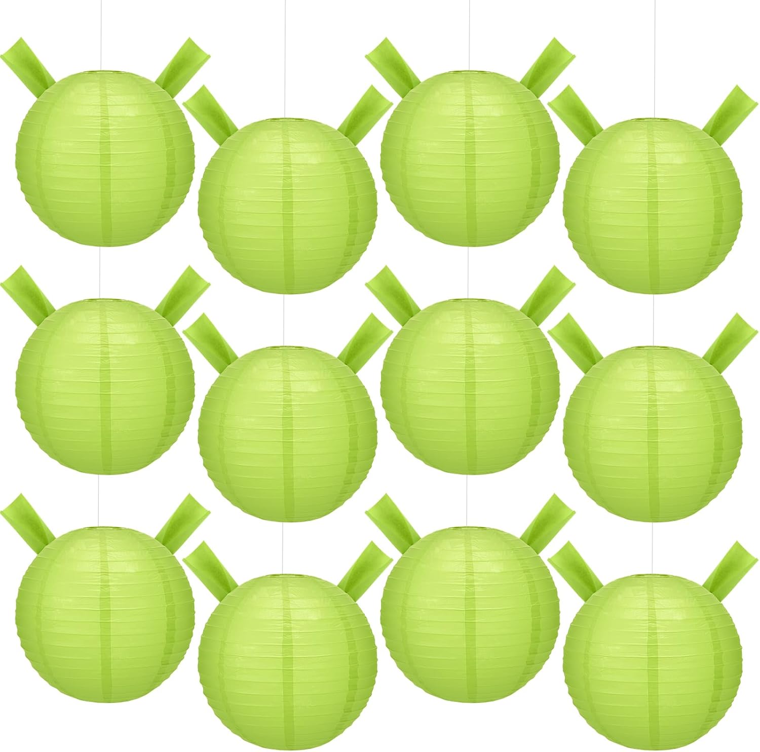 Swamp Party Decorations Green Paper Lanterns Chinese Hanging Round Paper Lanterns Decorative for Birthday Wedding Baby Shower Decorations